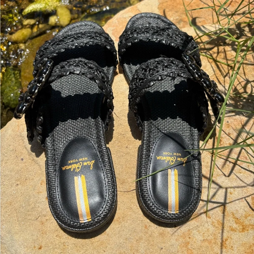 *New* Sam Edelman Elisa Black Braided Slide Sandals Size 8 - Picture 4 of 6